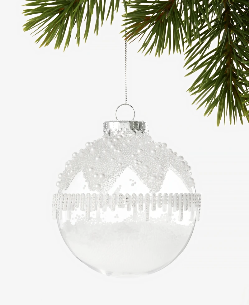 Holiday Lane Iced Delight Silver Ball Ornament, Macy's Exclusive