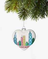 Holiday Lane Chicago Skyline Glass Heart Ornament, Macy's Exclusive