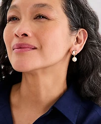 Charter Club Pink Crystal & Imitation Pearl Drop Earrings, Macy's Exclusive