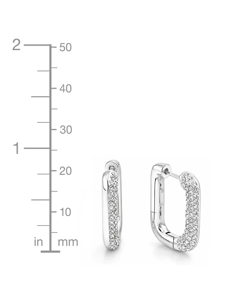 And Now This Clear Crystal Rectangular Shaped Hoop Earrings