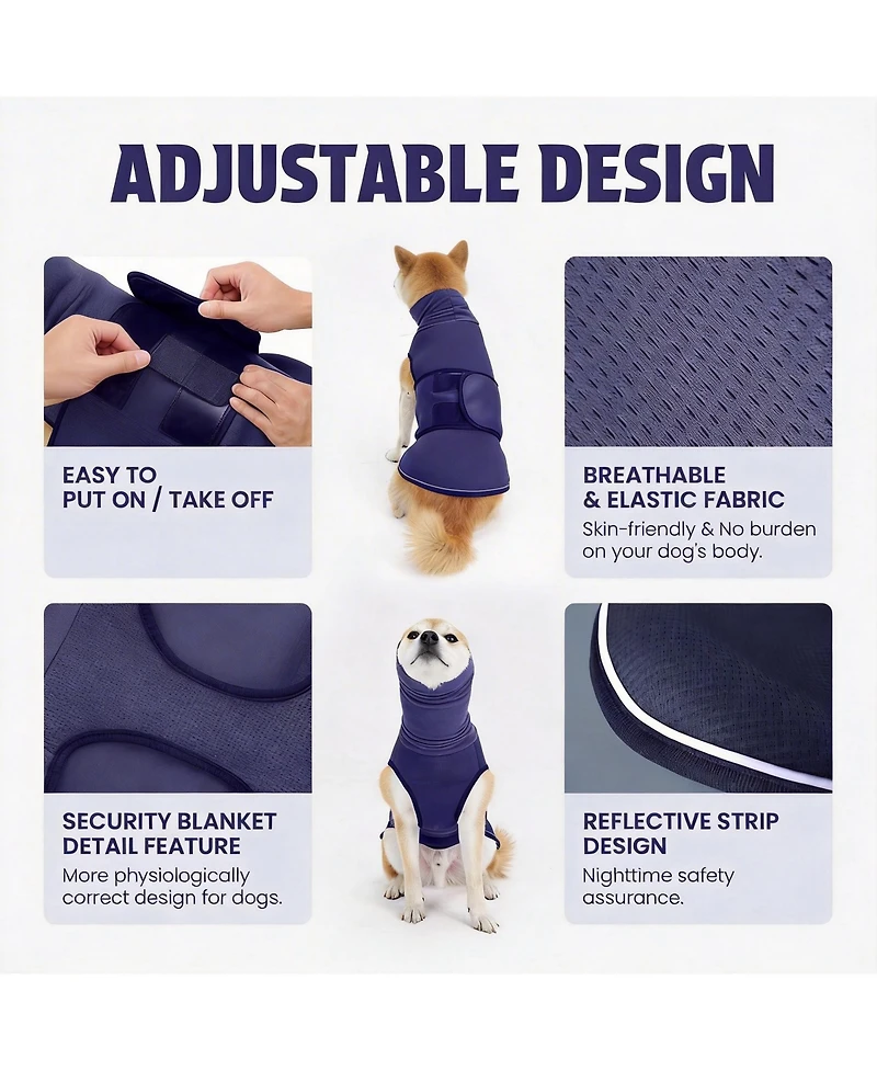 Aronkl Dog Calming Vest for Anxiety Relief - Comfortable, Adjustable, and Safe