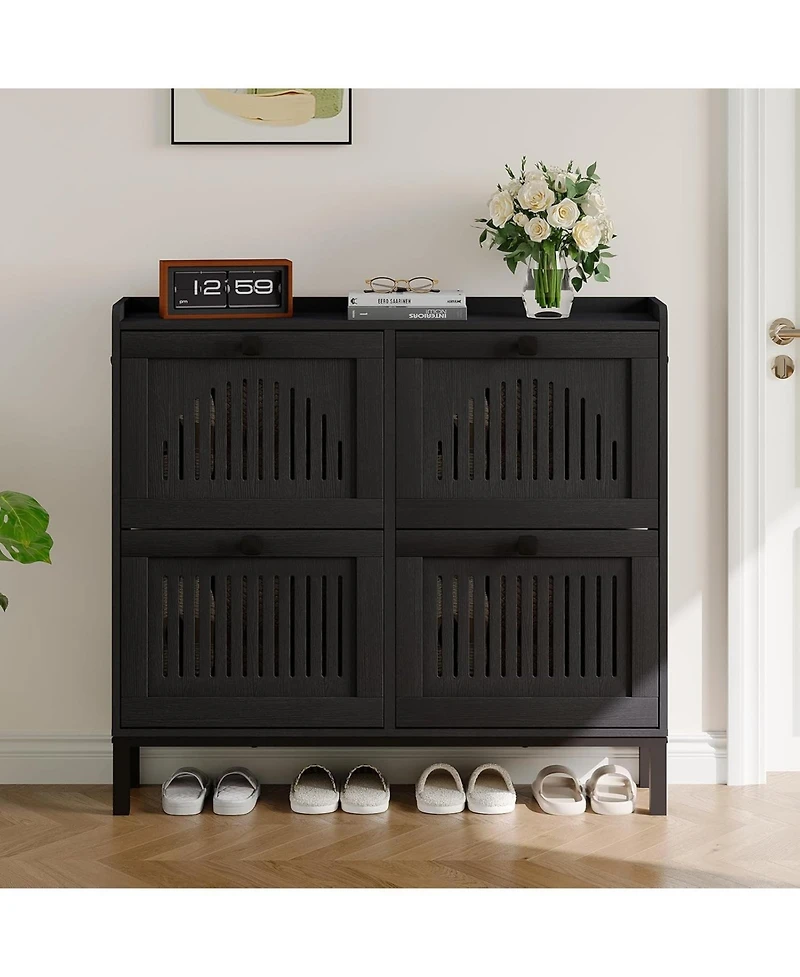 Gaomon Modern 4 Drawer Shoe Cabinet with Adjustable Shelves & Anti Tip Design, Freestanding Entryway Organizer