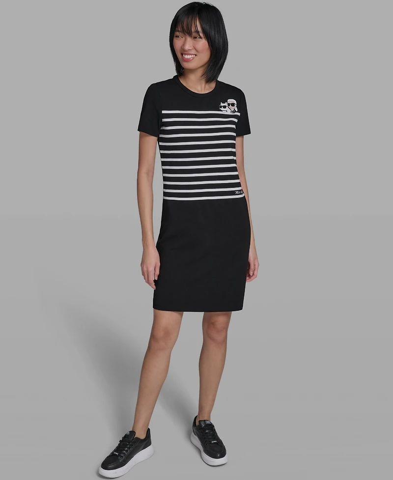 Karl Lagerfeld Paris Women's Stripe Logo Dress