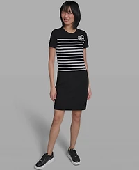 Karl Lagerfeld Paris Women's Stripe Logo Dress