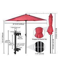 Yescom 7.5 Ft Outdoor Umbrellas with Deck Holder Scale Tilt Button for Party Event Food Ice Cream Cart Garden Parasol