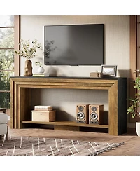 Tribesigns Long Console Table, 2-Tier Farmhouse Narrow Wooden Sofa Table for Living Room, Entryway, Hallway, Foye