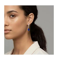 Sterling Silver Cubic Zirconia Teardrop Leaver back Earrings