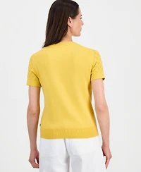Nautica Women's Short-Sleeve Pointelle Sweater