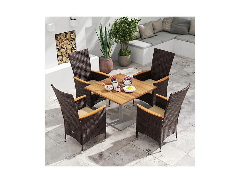 Slickblue Outdoor Wicker Dining Chairs Set of 2 with High Back Support