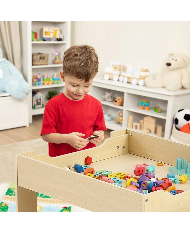 Slickblue Kids Table and 2 Chairs Set with Under Table Storage