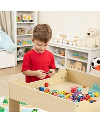 Slickblue Kids Table and 2 Chairs Set with Under Table Storage