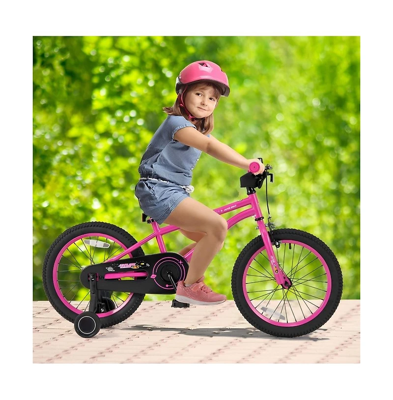 Hongge 18 Inch Kids Bike for 4-8 Years Old Adjustable with Removable Training Wheels
