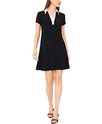 Msk Petite Spread-Collar Short-Sleeve Shift Dress