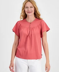 Nautica Women's Flutter-Sleeve Crewneck Tee