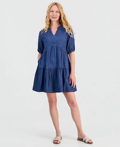 Nautica Women's Tiered Chambray A-Line Dress