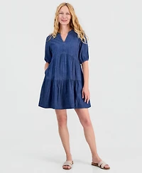 Nautica Women's Tiered Chambray A-Line Dress