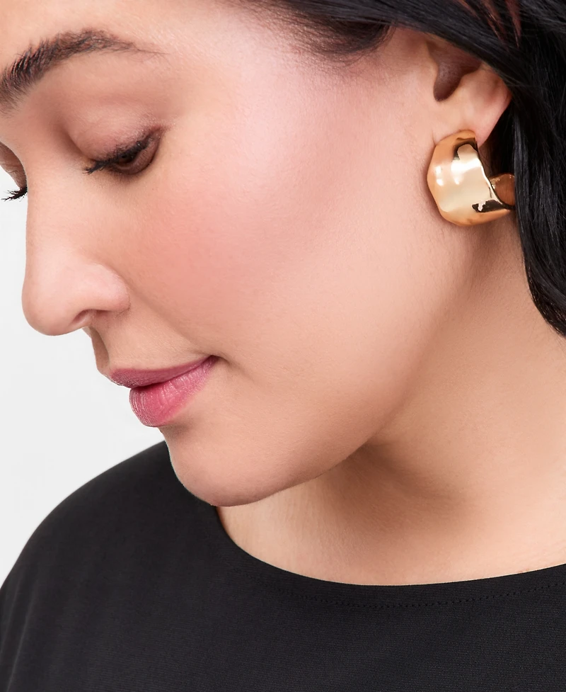 I.n.c. International Concepts Medium Textured Huggie Hoop Earrings, 1.1", Macy's Exclusive