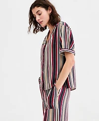 Nautica Women's Striped Puff-Sleeve Camp Shirt