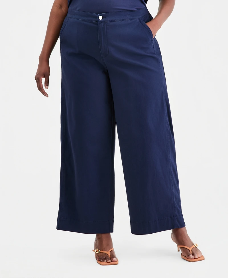On 34th Trendy Plus Stretchy-Waist Wide-Leg Pants, Macy's Exclusive