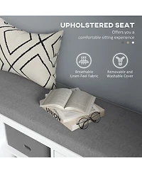 Homcom Storage Shoe Bench with Cushion, 2 Cabinets for Entryway, White