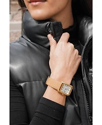 Peugeot Women's Tank Watch Roman Dial Brown Leather Strap