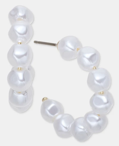 On 34th Small Imitation Pearl C-Hoop Earrings, 1", Macy's Exclusive