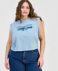 And Now This Trendy Plus Cotton Graphic-Print Muscle T-Shirt, Macy's Exclusive