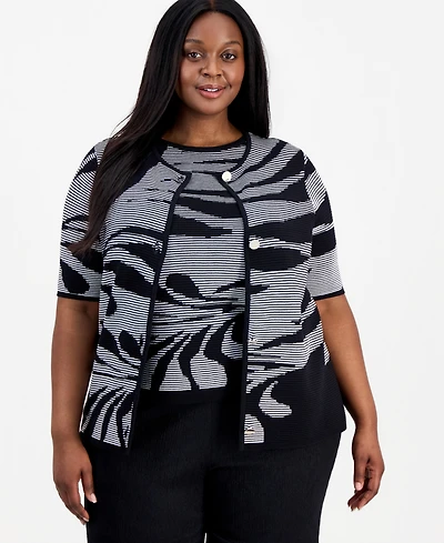 Anne Klein Plus Short-Sleeve Cardigan