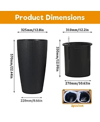 Streamdale Furniture Set of 2 Faux Rattan Tall Planters with Water Level Monitor