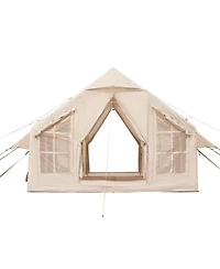 Mecale Inflatable Camping Tent, 4-6 Person, Hand Pump Included, 300D Oxford 4-Season Tent with Stove Jack, 2 Doors, 4 Mesh Windows