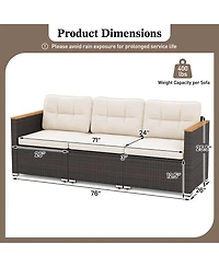 Costway 3 Seat Pe Rattan Outdoor Sofa Patio Furniture Couch
