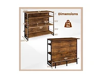 Slickblue 4-Tier Mini Bar Kitchen Island with Wine Rack and Footrest