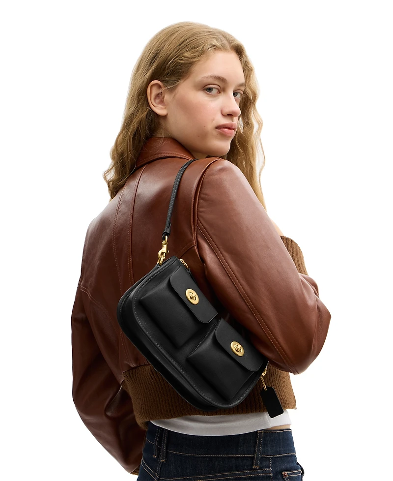 Coach Leather Twin Turn-Lock Small Waverly Bag