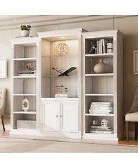 Streamdale Furniture 78.75" Tall 3-Piece Bookcase with 5 Color Led Light, Retro Style