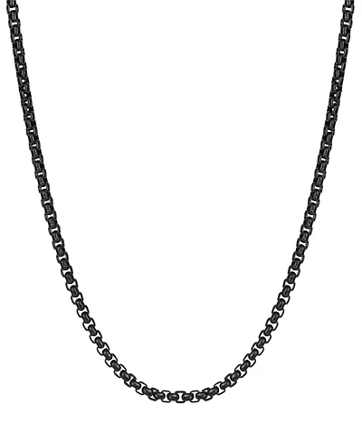 Rhona Sutton Men's Black Plated Stainless Steel Rolo Chain Necklace