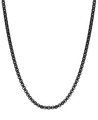 Rhona Sutton Men's Black Plated Stainless Steel Rolo Chain Necklace
