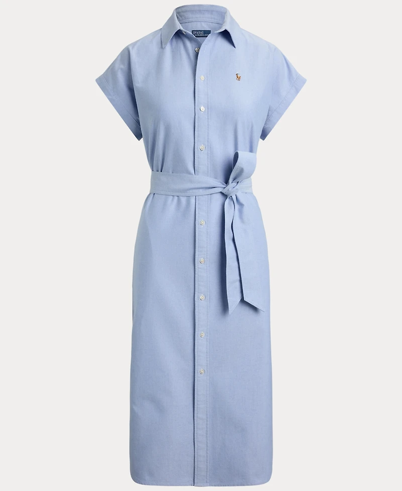 Polo Ralph Lauren Women's Point Collar Cap-Sleeve Belted Shirt Dress