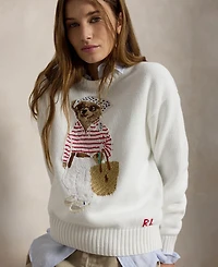 Polo Ralph Lauren Women's Bear Embroidered Crew Neck Sweater
