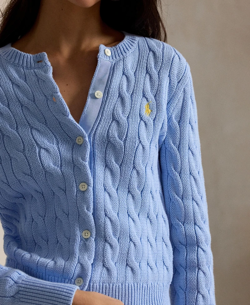 Polo Ralph Lauren Women's Cable-Knit Cotton Crewneck Cardigan Sweater