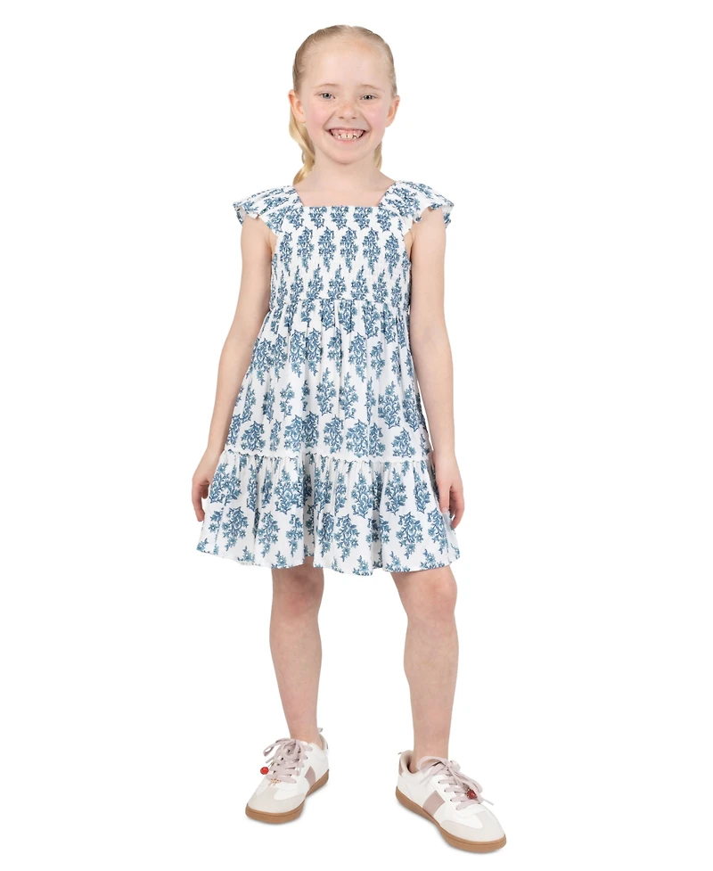 Rare Editions Girls' 2T-6X Printed Square Neck Dress