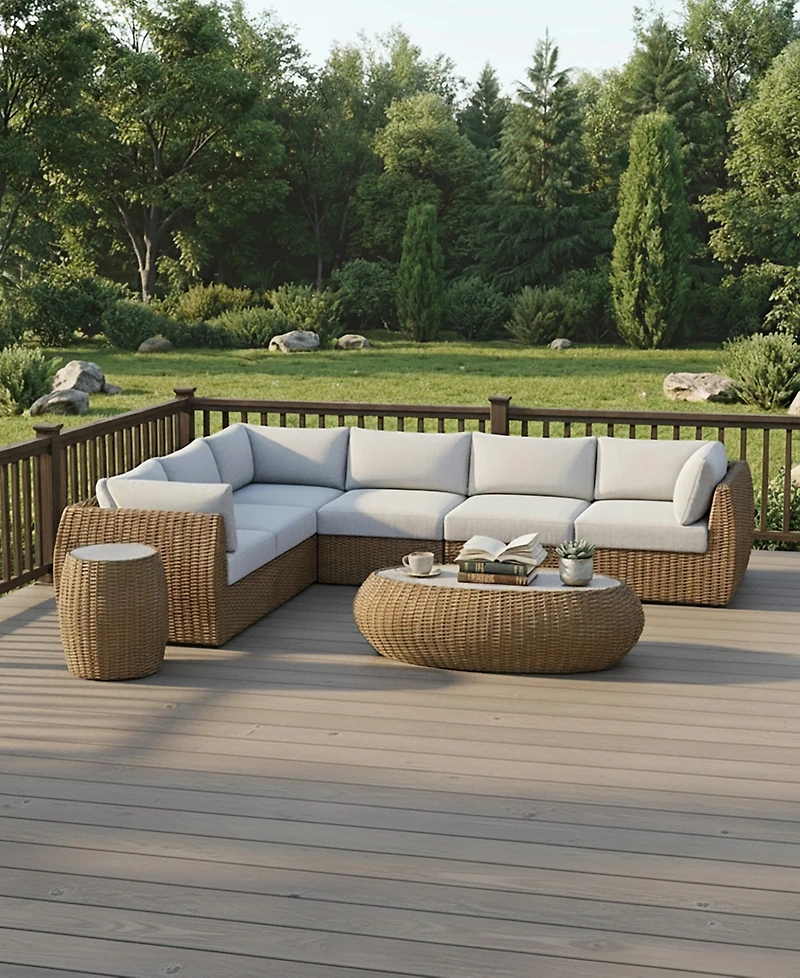 Sculptura 6-Pc. Aluminum Outdoor Sectional, Created for Macy's