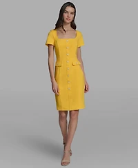 Karl Lagerfeld Paris Women's Flower Button Sheath Dress