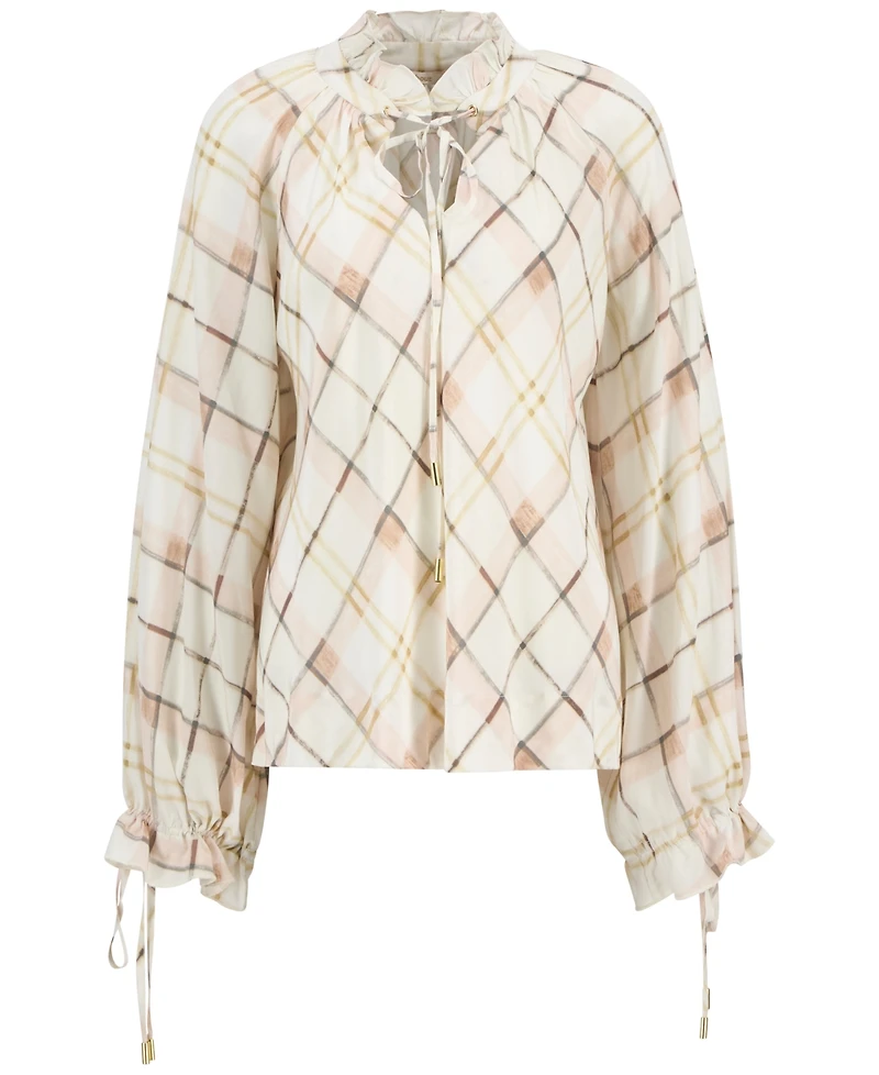 Barbour Women's Long-Sleeve Ruffle Tie-Neck Asker Top