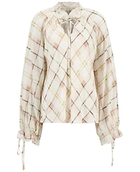 Barbour Women's Long-Sleeve Ruffle Tie-Neck Asker Top