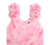 Bcx Girls' 7-16 Sleeveless Printed Mesh Wrap Dress