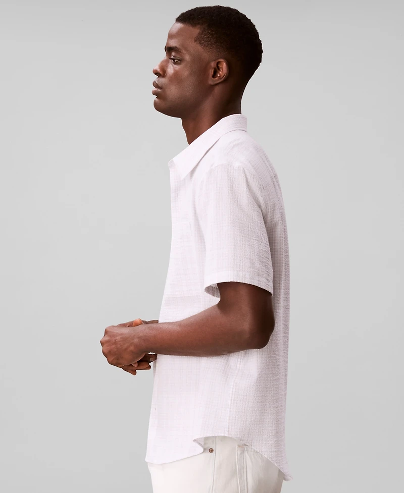 Calvin Klein Men's Short-Sleeve Crinkle Poplin Shirt