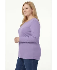 Woman Within Plus Perfect Long-Sleeve V-Neck Tee