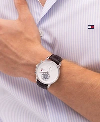 Tommy Hilfiger Men's Multifunction Brown Leather Bracelet Watch, 40mm