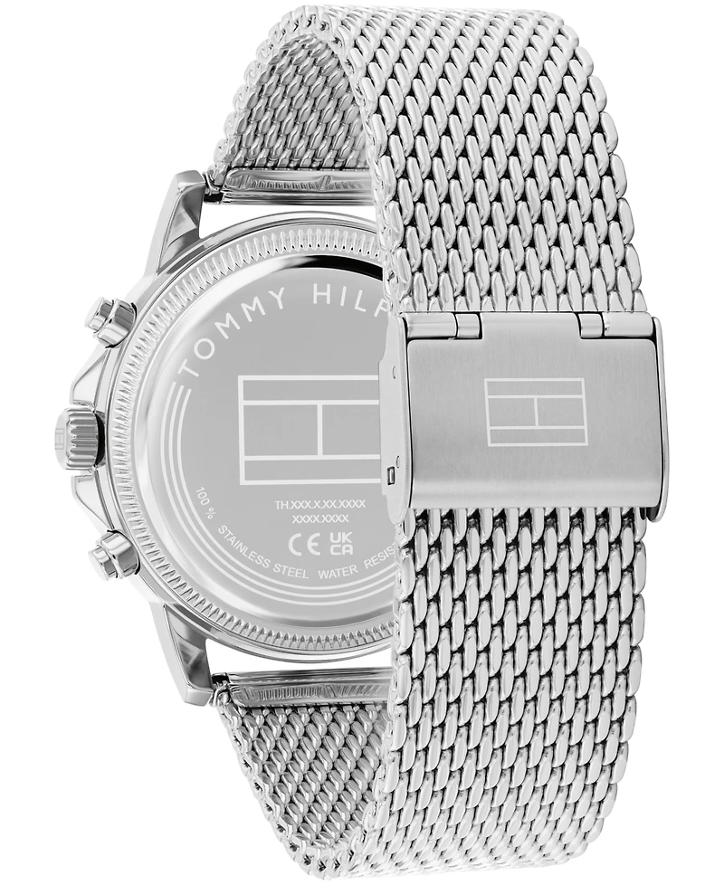 Tommy Hilfiger Men's Multifunction Silver Tone Stainless Steel Mesh Bracelet Watch, 40mm