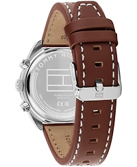 Tommy Hilfiger Men's Chronograph Brown Leather Strap Watch, 40mm